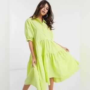 Missguided from ASOS Midi Shirt Smock Dress, Lime Green, Women’s Size 10